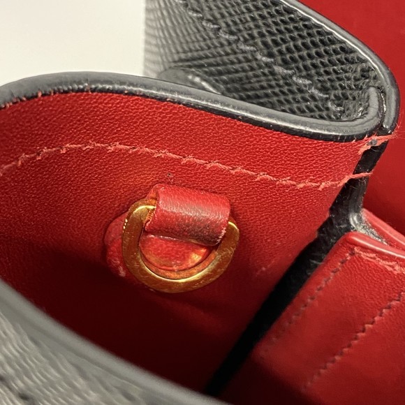 Prada Tote Bag Saffiano Leather Black Red - Picture 7 of 14